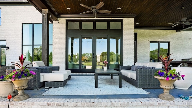 4740 Edwardian Trce, Franklin, TN 37067 - view of patio / terrace featuring ceiling fan, french doors, and outdoor lounge area