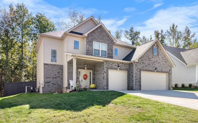 1013 Brightwood Ct, Clarksville, TN 37043 - view of front of property featuring concrete driveway, central AC unit, brick siding, board and batten siding, and an attached garage