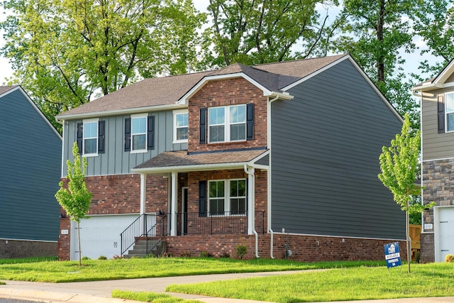316 Deacon Ln, White House, TN 37188 - craftsman-style home featuring an attached garage, a porch, a front lawn, and roof with shingles