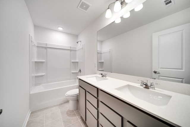 316 Deacon Ln, White House, TN 37188 - bathroom with double vanity, toilet, tile patterned flooring, bathtub / shower combination, and baseboards