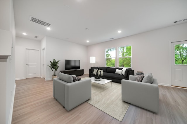 316 Deacon Ln, White House, TN 37188 - living area featuring light wood-style flooring, baseboards, and recessed lighting