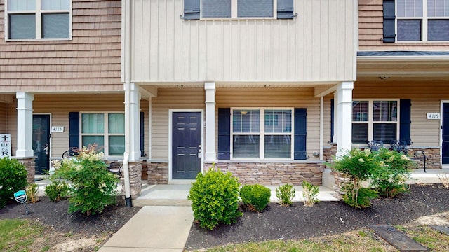 4117 Saddlecreek Way, Antioch, TN 37013 - property entrance featuring a porch and stone siding