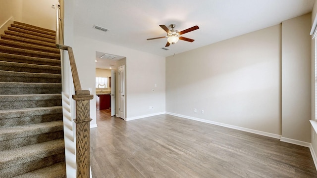 4117 Saddlecreek Way, Antioch, TN 37013 - stairway with a ceiling fan, wood finished floors, and baseboards