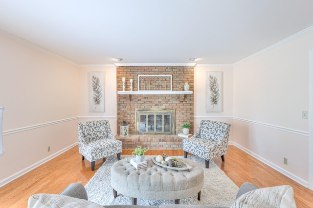 2519 Regency Park Dr, Murfreesboro, TN 37129 - living area featuring wood finished floors, ornamental molding, baseboards, and a fireplace