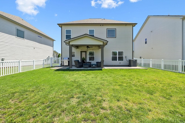 319 Petunia Dr, Smyrna, TN 37167 - rear view of property with ceiling fan, a patio area, and central AC unit
