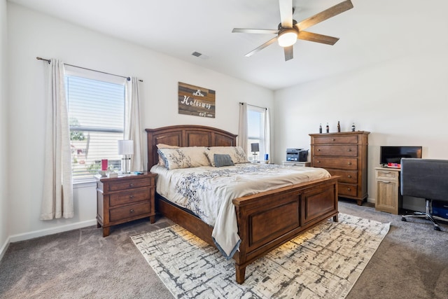 319 Petunia Dr, Smyrna, TN 37167 - bedroom featuring light carpet, baseboards, a ceiling fan, and an office area