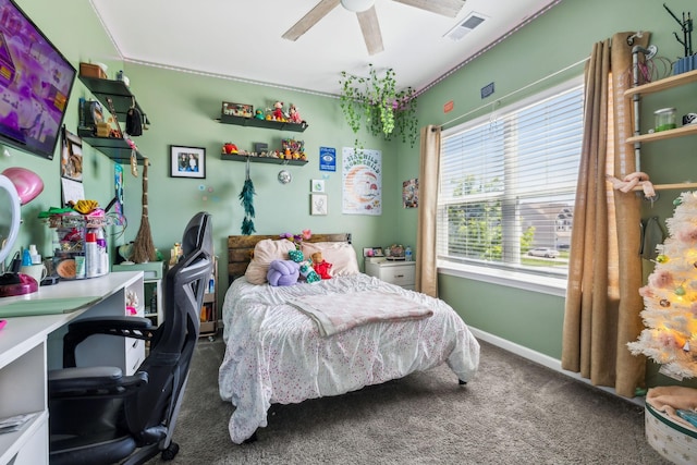319 Petunia Dr, Smyrna, TN 37167 - carpeted bedroom featuring multiple windows, an office area, ceiling fan, and baseboards