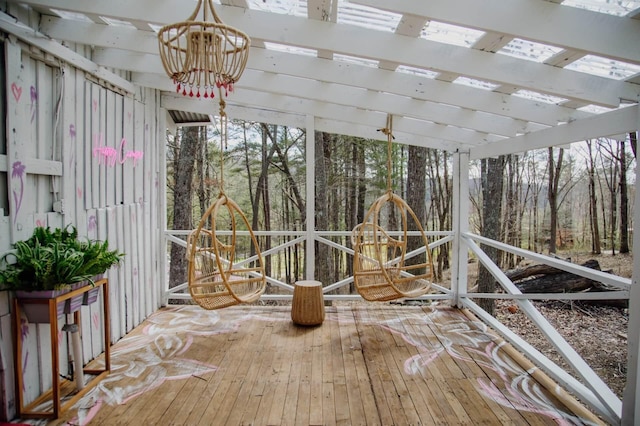 587 Lakes Rd, Tracy City, TN 37387 - unfurnished sunroom featuring a chandelier