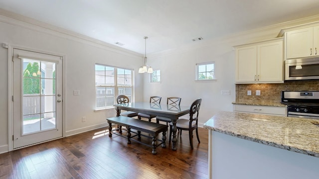 4421 Janefield Way, Nolensville, TN 37135 - dining space featuring ornamental molding, dark wood-style floors, and baseboards