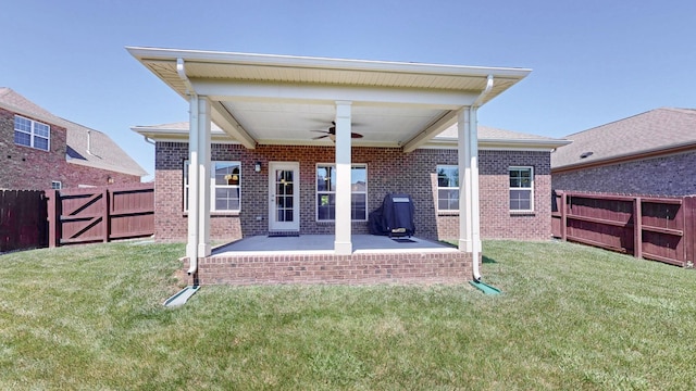 4421 Janefield Way, Nolensville, TN 37135 - back of property featuring ceiling fan, brick siding, and a patio