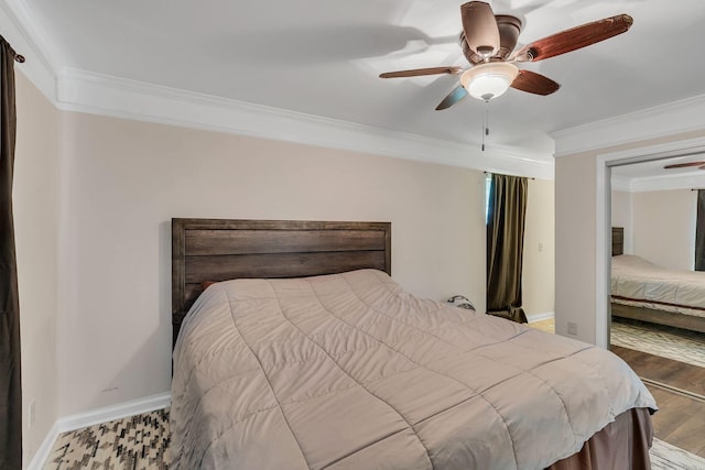 212 Post Creek Rd, Nashville, TN 37221 - bedroom featuring ornamental molding, baseboards, and ceiling fan