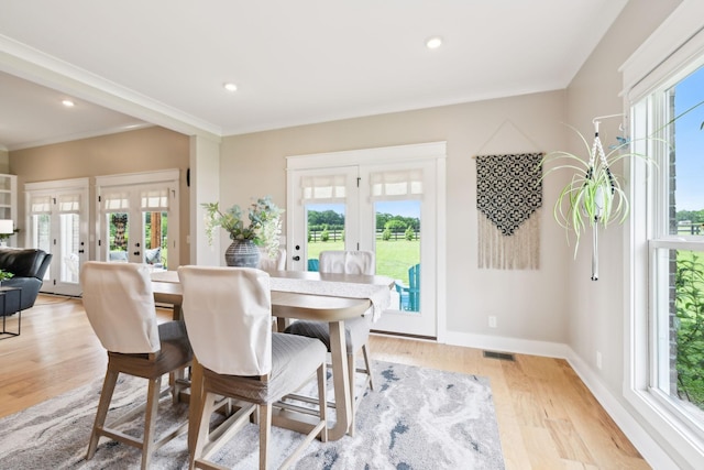 11769 Milton St, Milton, TN 37118 - dining room featuring healthy amount of natural light, french doors, light wood finished floors, and recessed lighting