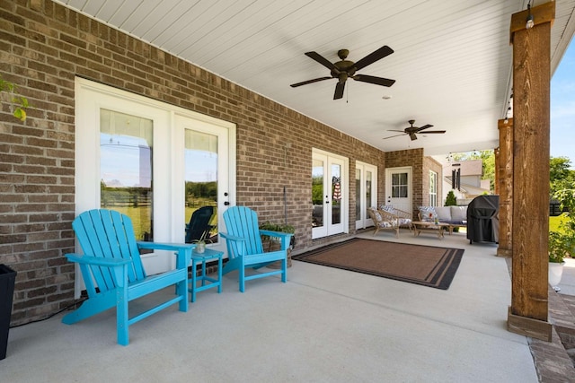 11769 Milton St, Milton, TN 37118 - view of patio / terrace featuring french doors, ceiling fan, and an outdoor living space