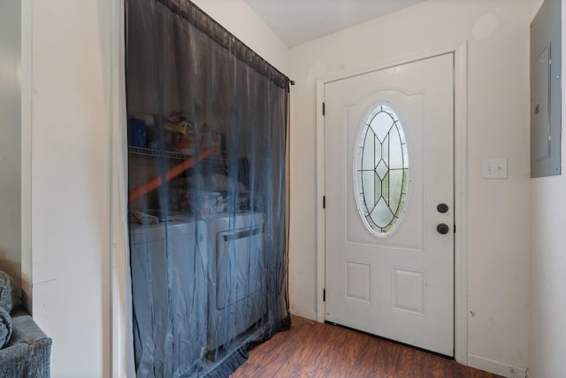 287 Rack Clayton Rd, Hohenwald, TN 38462 - foyer with wood finished floors and electric panel