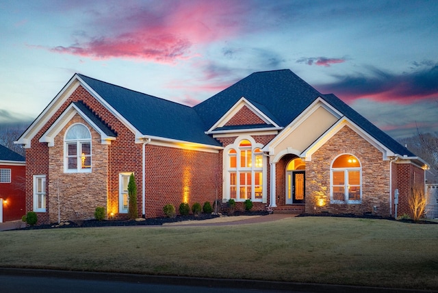 532 Ridgecrest Ln, Lebanon, TN 37087 - view of front of house with stone siding, a front yard, and brick siding
