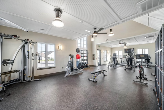 967 Nance Ln, Lebanon, TN 37087 - workout area featuring plenty of natural light, baseboards, and a ceiling fan