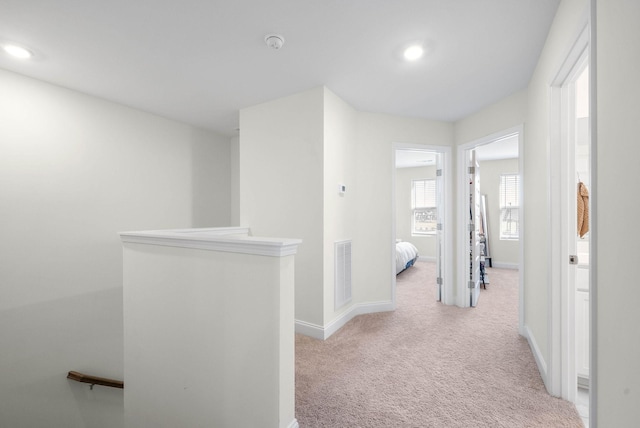 967 Nance Ln, Lebanon, TN 37087 - hall with light colored carpet, baseboards, an upstairs landing, and recessed lighting