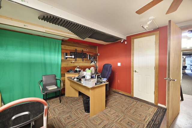 5904 S New Hope Rd, Hermitage, TN 37076 - office featuring ceiling fan and wooden walls