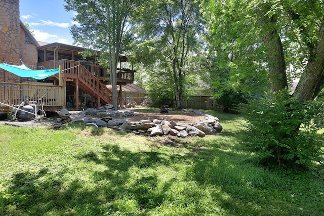 5904 S New Hope Rd, Hermitage, TN 37076 - view of yard featuring stairway and a wooden deck