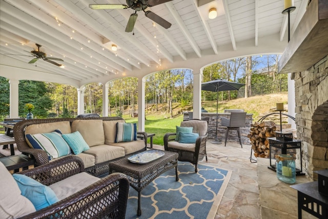 1018 Buddleia Ln, Franklin, TN 37067 - view of patio / terrace featuring a ceiling fan, an outdoor hangout area, and outdoor dining area