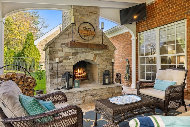 1018 Buddleia Ln, Franklin, TN 37067 - view of patio featuring an outdoor living space with a fireplace
