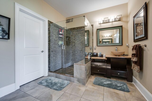 2290 Osburn Rd, Arrington, TN 37014 - full bathroom with a stall shower, tile patterned flooring, and vanity
