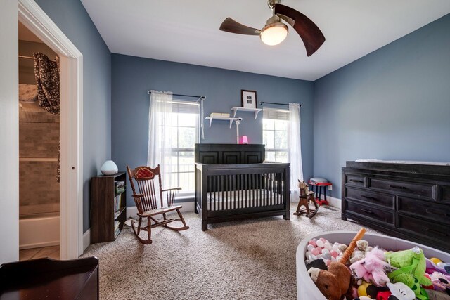 2290 Osburn Rd, Arrington, TN 37014 - bedroom featuring multiple windows, carpet, ceiling fan, and baseboards