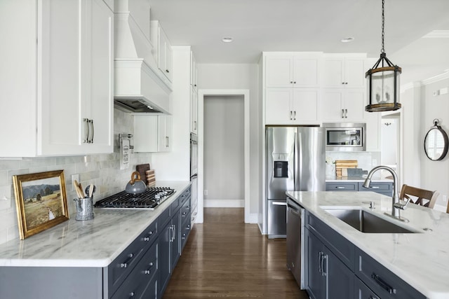 4136 Banner Square Ln, Arrington, TN 37014 - kitchen featuring a sink, stainless steel appliances, white cabinetry, and recessed lighting