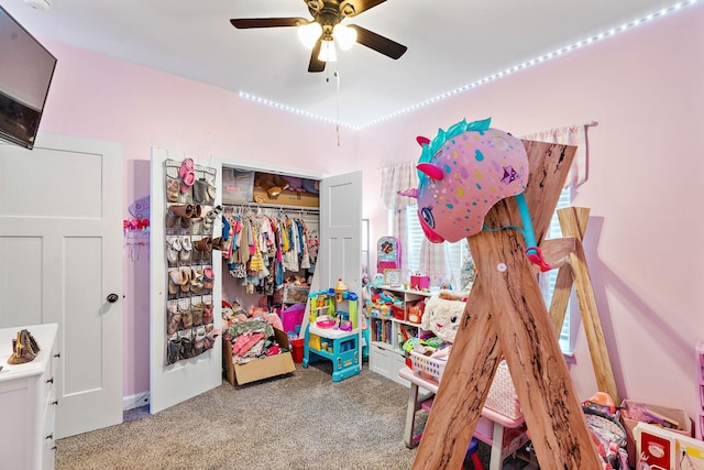 2328 C C C Rd, Dickson, TN 37055 - bedroom featuring carpet flooring, ceiling fan, and a closet