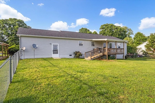 4190 Tanyard Hill Rd, Lynchburg, TN 37352 - back of house with a wooden deck, crawl space, and stairs