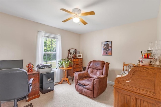 4190 Tanyard Hill Rd, Lynchburg, TN 37352 - home office with ceiling fan and light colored carpet