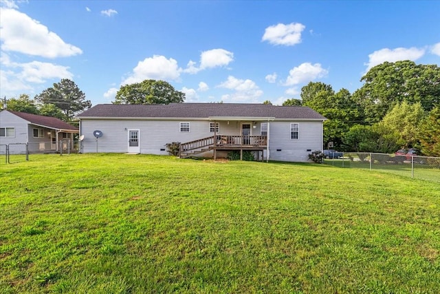 4190 Tanyard Hill Rd, Lynchburg, TN 37352 - rear view of house with a wooden deck and crawl space
