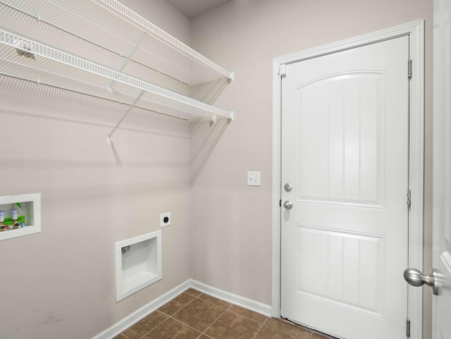 3029 Alan Dr, Spring Hill, TN 37174 - laundry room with electric dryer hookup, baseboards, hookup for a washing machine, and dark tile patterned flooring