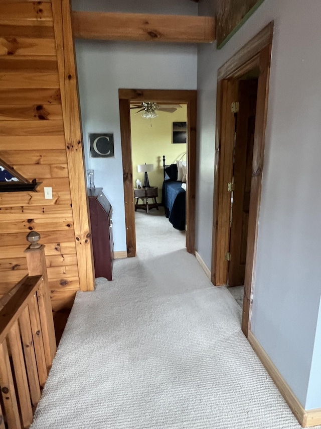 225 Bill Hunter Rd, Celina, TN 38551 - hall with light colored carpet, baseboards, and an upstairs landing