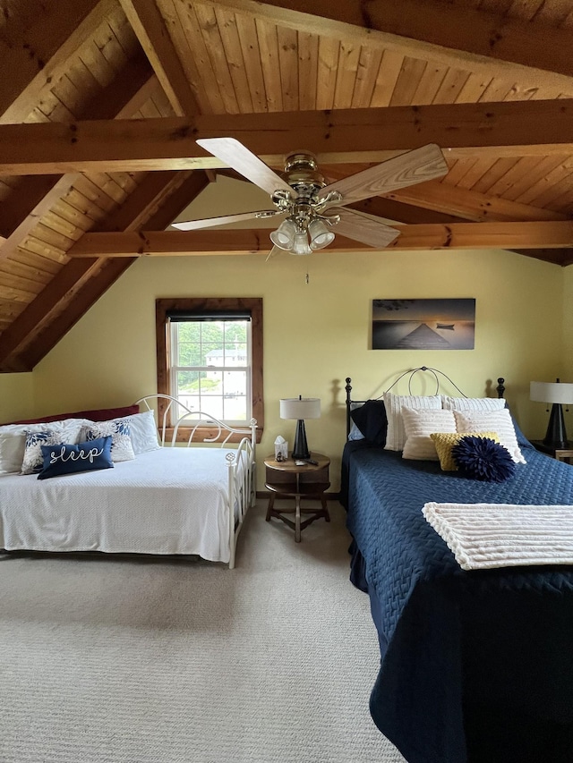 225 Bill Hunter Rd, Celina, TN 38551 - carpeted bedroom with wooden ceiling and ceiling fan