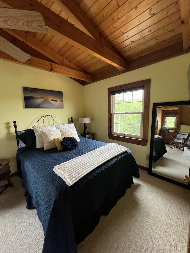 225 Bill Hunter Rd, Celina, TN 38551 - carpeted bedroom featuring wooden ceiling, multiple windows, and baseboards