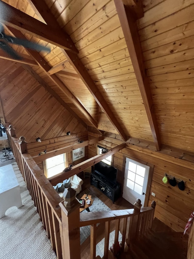 225 Bill Hunter Rd, Celina, TN 38551 - living area featuring wood ceiling and wood walls