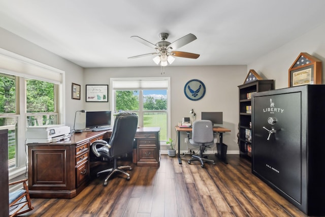 200 Lindsey Hollow Rd, Gallatin, TN 37066 - home office featuring plenty of natural light, a ceiling fan, and dark wood-style floors