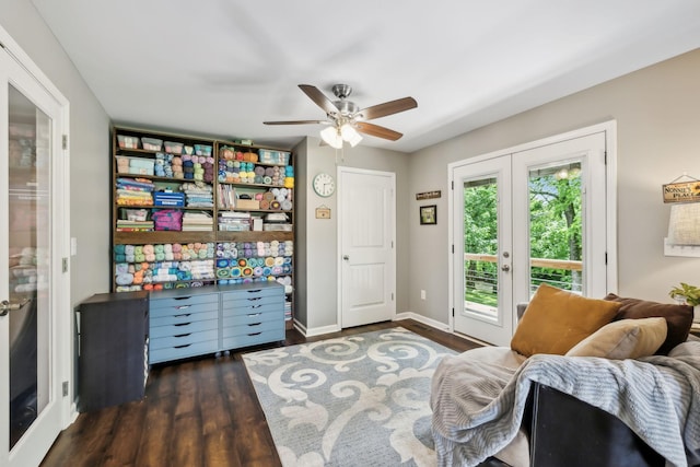 200 Lindsey Hollow Rd, Gallatin, TN 37066 - sitting room featuring french doors, ceiling fan, wood finished floors, and baseboards