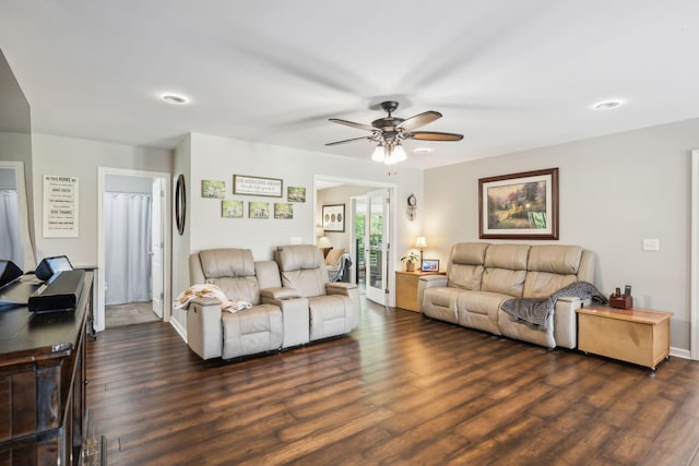 200 Lindsey Hollow Rd, Gallatin, TN 37066 - living room with a ceiling fan, dark wood finished floors, and baseboards
