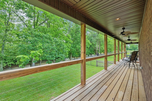 200 Lindsey Hollow Rd, Gallatin, TN 37066 - wooden deck with a lawn and a ceiling fan