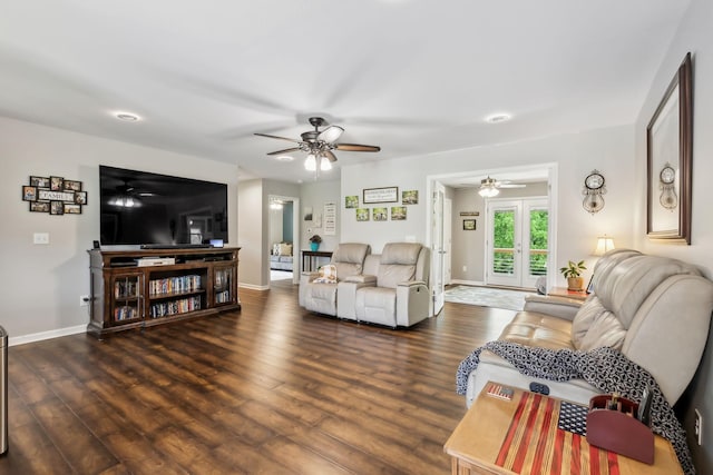 200 Lindsey Hollow Rd, Gallatin, TN 37066 - living area featuring a ceiling fan, wood finished floors, and baseboards