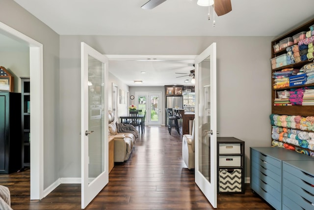 200 Lindsey Hollow Rd, Gallatin, TN 37066 - hall with french doors, dark wood-style floors, and baseboards