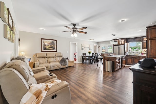 200 Lindsey Hollow Rd, Gallatin, TN 37066 - living room featuring ceiling fan and dark wood-style flooring