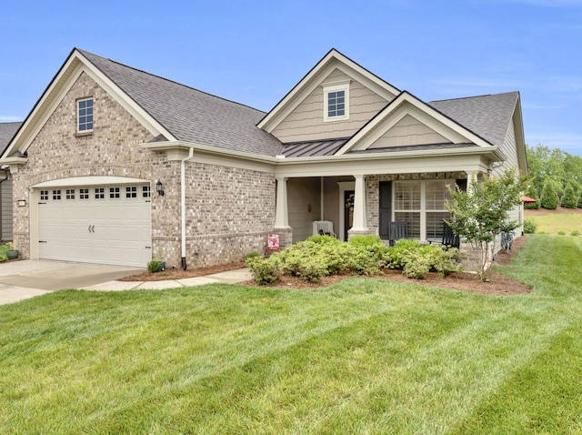 1815 Humphreys Gln, Spring Hill, TN 37174 - view of front of house with brick siding, driveway, a front yard, and roof with shingles