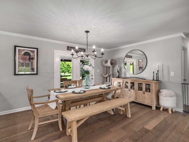 7119 Littlejohn Ln, Fairview, TN 37062 - dining space with a chandelier, wood finished floors, crown molding, and baseboards