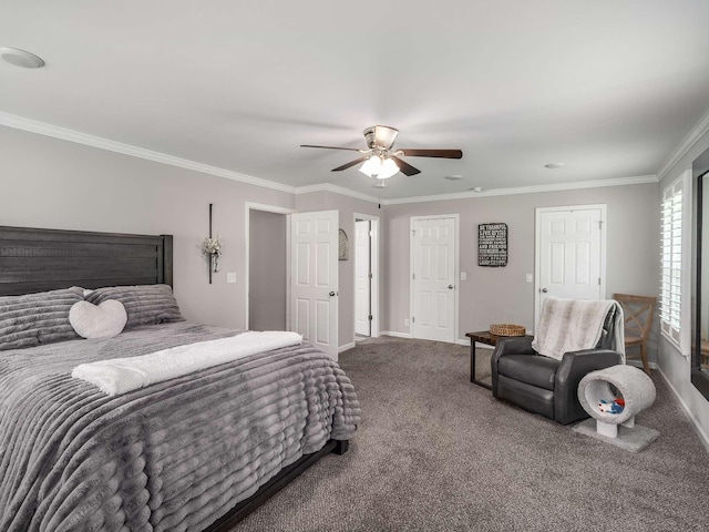 7119 Littlejohn Ln, Fairview, TN 37062 - bedroom with carpet, crown molding, ceiling fan, and baseboards