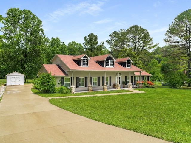 7119 Littlejohn Ln, Fairview, TN 37062 - view of front of property with concrete driveway, covered porch, and a front yard