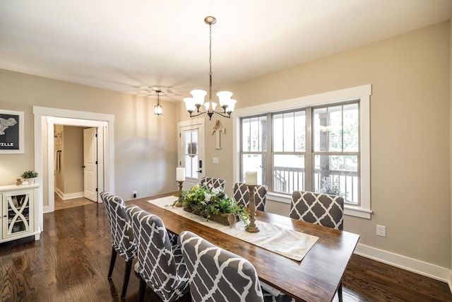 725B N Russell St, Portland, TN 37148 - dining space featuring a chandelier, dark wood finished floors, and baseboards