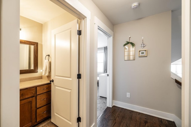 725B N Russell St, Portland, TN 37148 - corridor with dark wood-style floors and baseboards